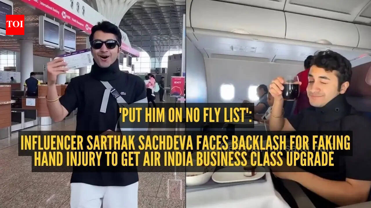 'Put him on no-fly list': Influencer Sarthak Sachdeva faces backlash for faking a hand injury to get an Air India business class upgrade