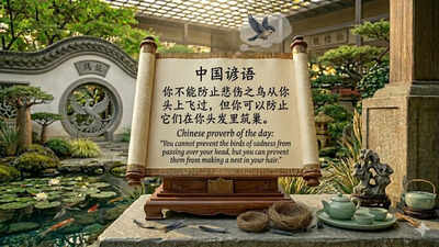 Chinese proverb of the day: “You cannot prevent the birds of sadness from passing over your head, but you can prevent their...”