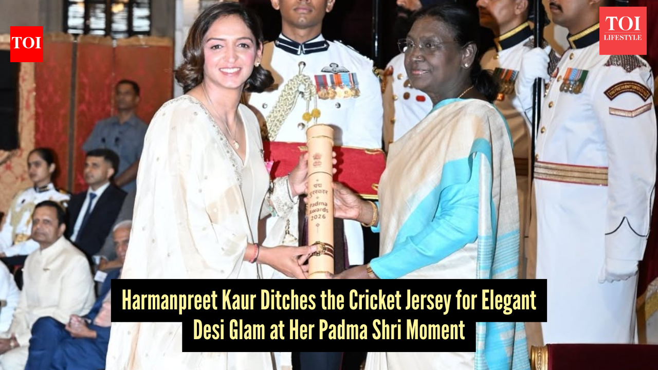 Harmanpreet Kaur traded blue jersey energy for elegant desi glam at the Padma Awards 2026
