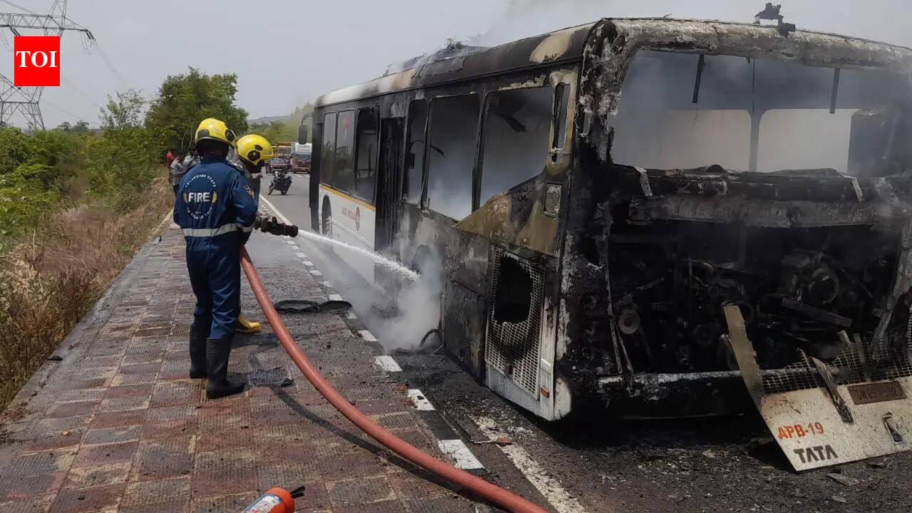 Air India bus goes up in flames on ORR, none injured