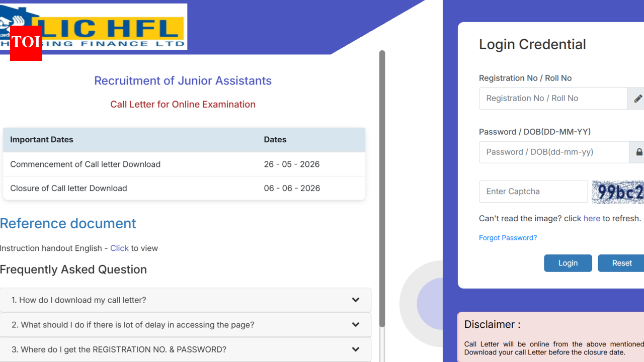 LIC HFL Junior Assistant admit card 2026 released: Check direct link to download hall ticket here