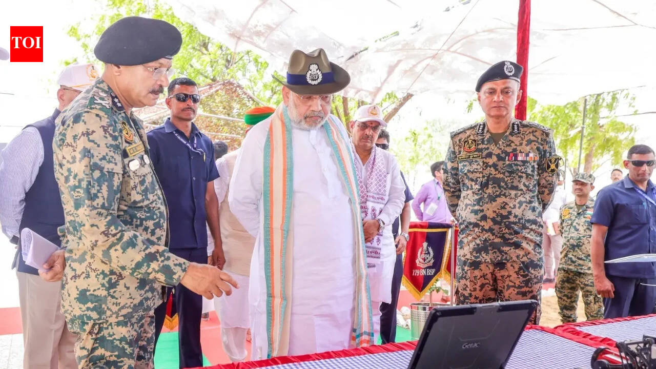 Amit Shah calls for stronger four-layer border security grid at BSF Parhari Samelan at Indo Pak border in Bikaner
