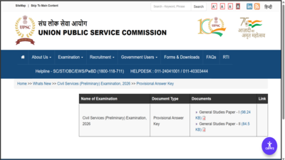 UPSC CSE Prelims 2026 answer key released in major first; direct link to download here