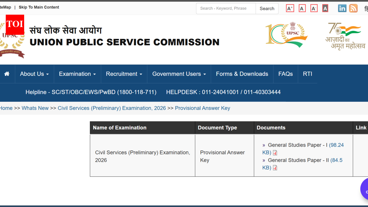 UPSC CSE Prelims 2026 answer key released in major first; direct link to download here