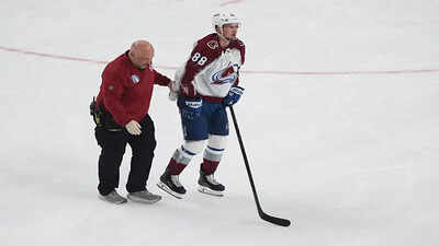 Colorado Avalanche forward Martin Necas suffers concerning injury after Tomas Vegas Golden Knights forward Tomas Hertl collision during NHL playoff Game 4