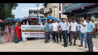 AJYCP, residents block road in Tinsukia, demand repair before rains