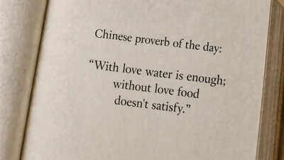 Chinese proverb of the day: “With love water is enough; without love food doesn't satisfy.”