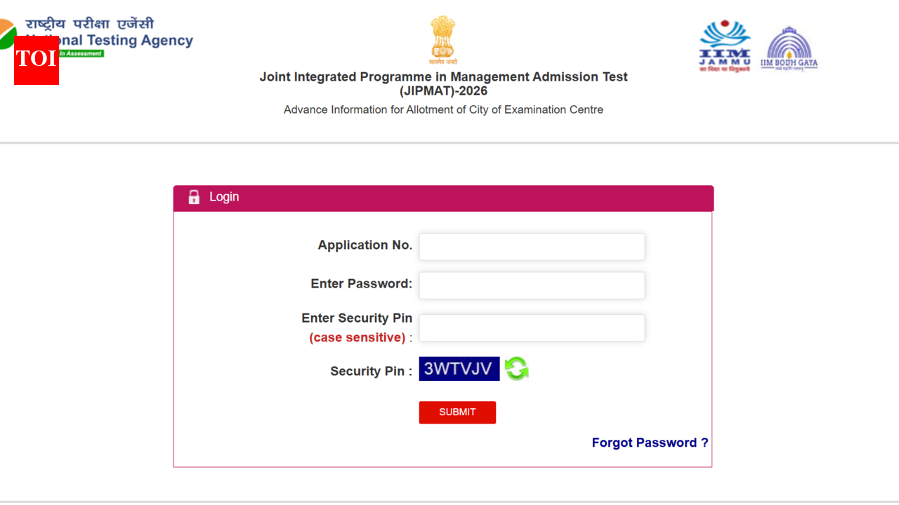 JIPMAT 2026 exam city intimation slip released at exams.nta.nic.in; direct link to download here
