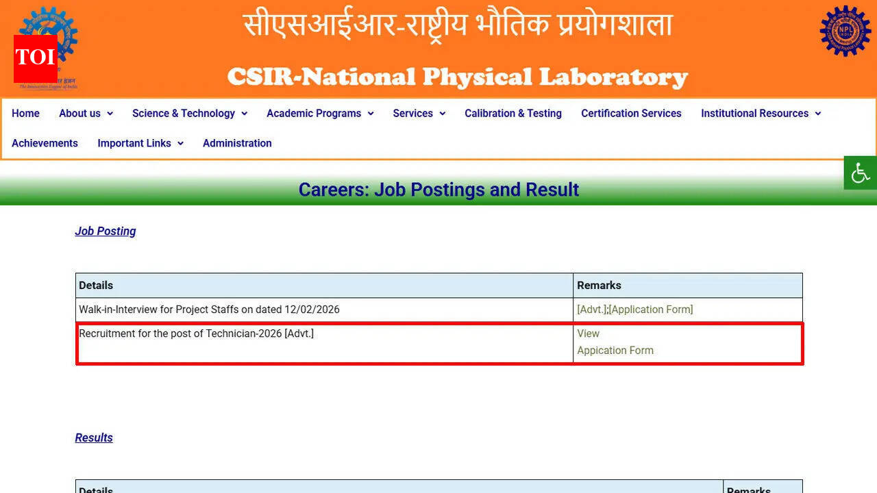 CSIR NPL Technician Recruitment 2026: Notification released at nplindia.in; apply here for multiple technical trades