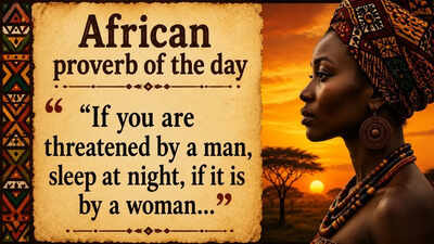 African proverb of the day: “If you are threatened by a man, sleep at night, if it is by a woman...” — life lessons on intuition, emotional intelligence, hidden strength, resilience, and why power is not always loud
