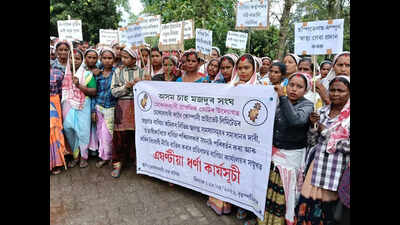 Tea workers protest across 5 Dibrugarh estates over pending demands