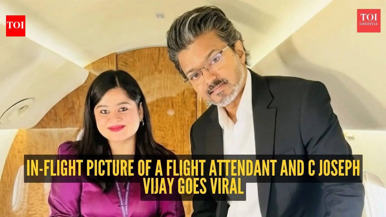 Flight attendant’s picture with Tamil Nadu CM Vijay mid-flight sends fans into complete meltdown