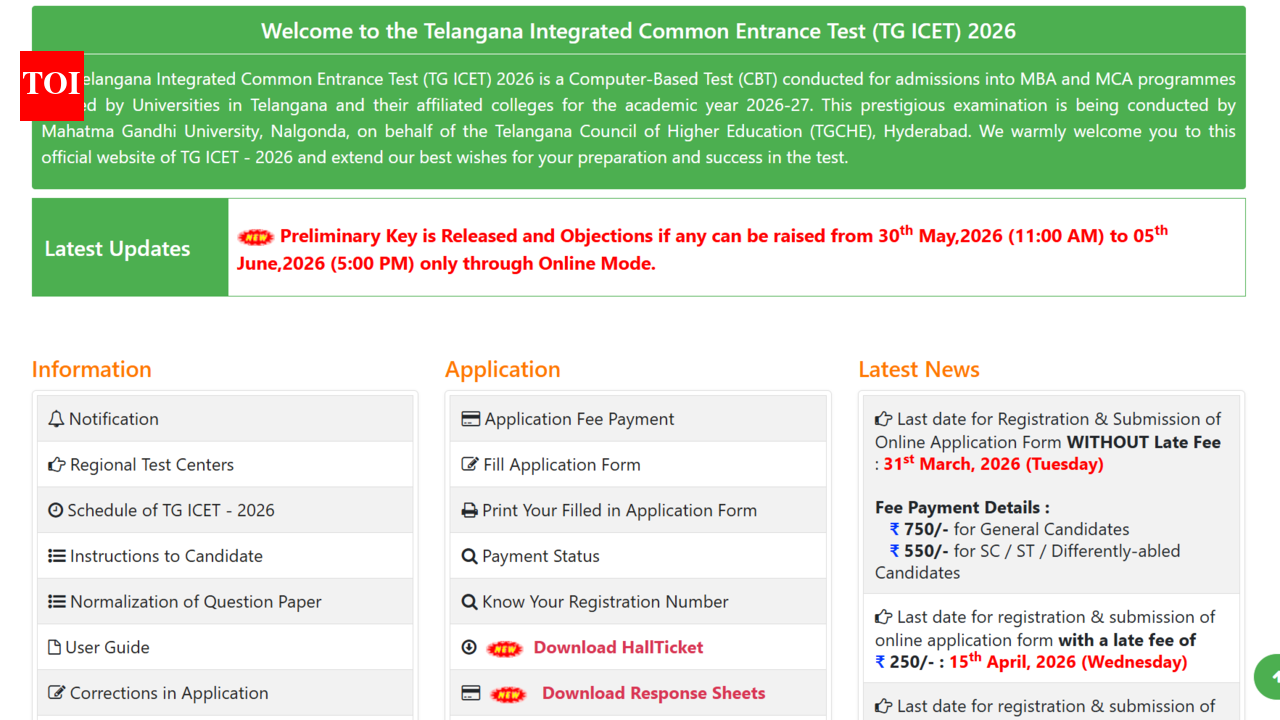 TG ICET answer key 2026 released at icet.tgche.ac.in: Direct link to download here