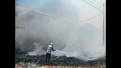 Fire guts warehouse in Surabardi, loss pegged at Rs8 lakh