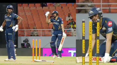 Shubman Gill on his haunches, Ravi Shastri asks 'Where's the fevicol?' after Sai Sudharsan's bizarre hit-wicket - WATCH