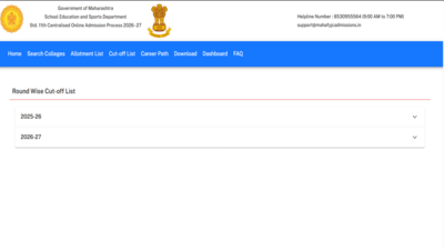 Maharashtra FYCJ first merit list 2026 released at mahafyjcadmissions.in: Check direct link and other important details here