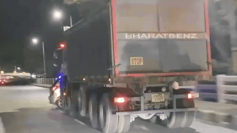 Truck hits car, drags it for several kilometres; police intercept driver after dramatic chase