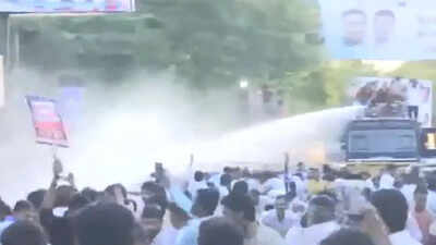 NEET paper leak: Congress, NSUI stage protest in Bhopal; police use water cannons to disperse crowd