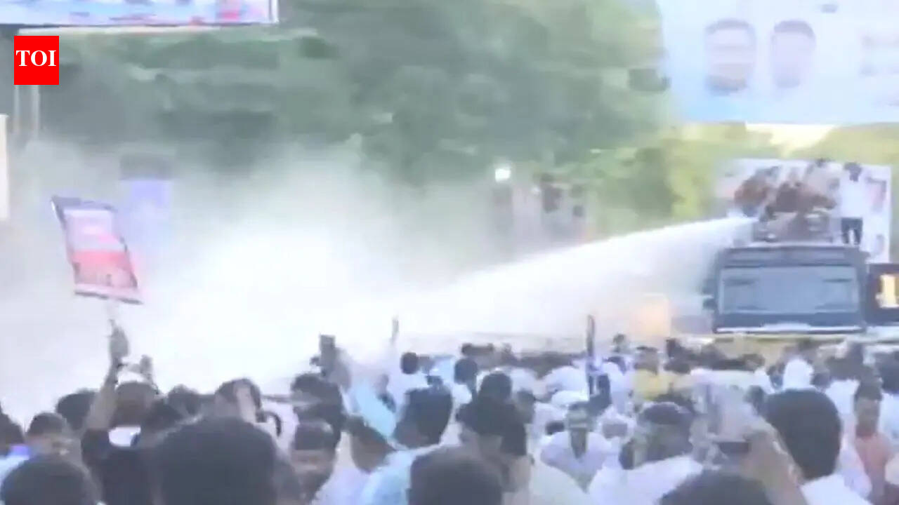 NEET paper leak: Congress, NSUI stage protest in Bhopal; police use water cannons to disperse crowd