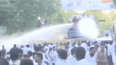 NEET paper leak: Congress, NSUI stage protest in Bhopal; police use water cannons to disperse crowd