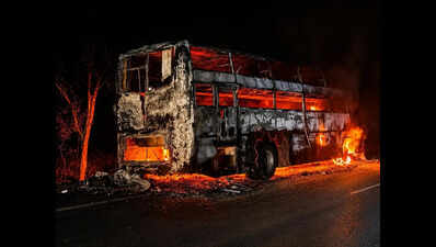 Narrow escape for 36 as bus catches fire