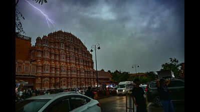 Dust storm darkens skies over Raj