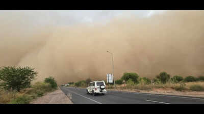 Dust storm darkens skies over Raj