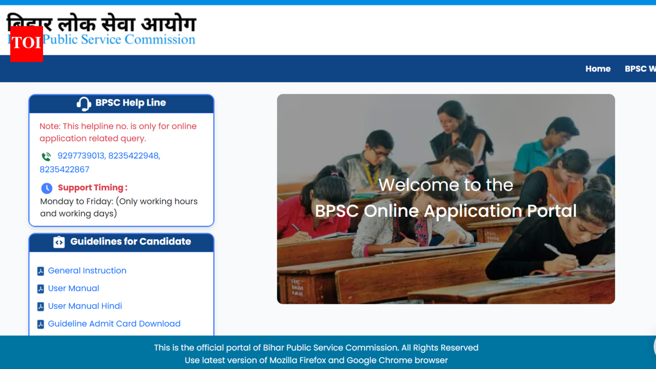 BPSC 72nd CCE 2026 applications for 1,186 posts end today; direct link to apply here