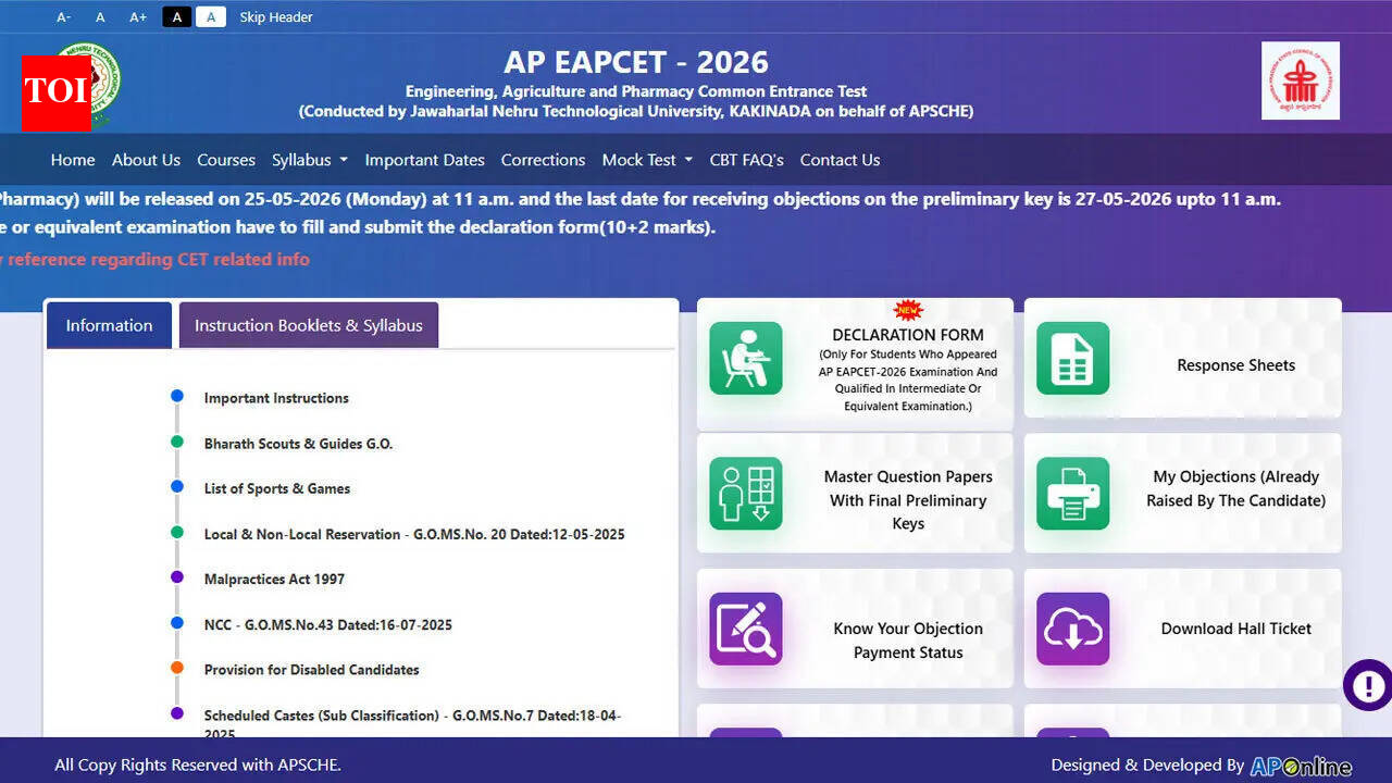 AP EAMCET 2026 result out today at cets.apsche.ap.gov.in; here's how to check scorecards and admission ranks