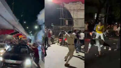 RCB win celebrations turn chaotic in Hyderabad: Videos show fans burning crackers, climbing vehicles