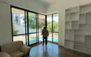 Big living room complete with French windows