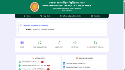 RUHS CUET result 2026 released at ruhscuet2026.com: Direct link to download scorecards here
