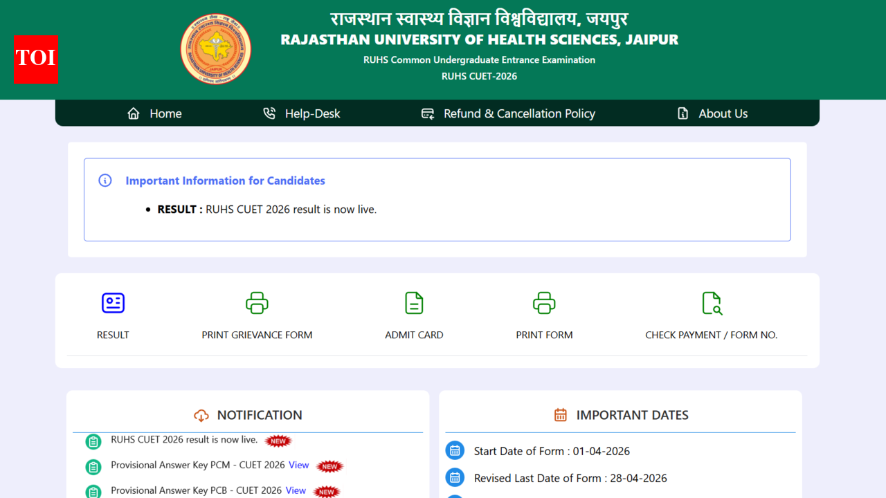 RUHS CUET result 2026 released at ruhscuet2026.com: Direct link to download scorecards here