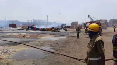 Sulphur fire at Chennai Harbour spreads smoke