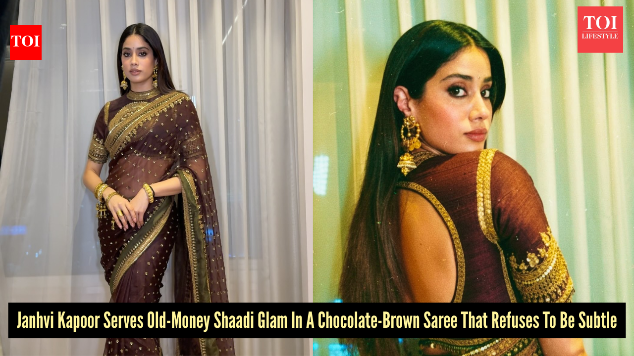 If 90s wedding nostalgia had a dress code, Janhvi Kapoor’s chocolate-brown saree would surely be the face of it