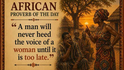 African proverb of the day: “A man will never heed the voice of a woman until it is too late.”