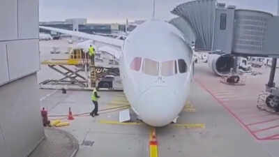 Several Lufthansa unit   injured aft  plane's chemoreceptor  cogwheel  collapses astatine  Germany's Frankfurt airdrome  - video
