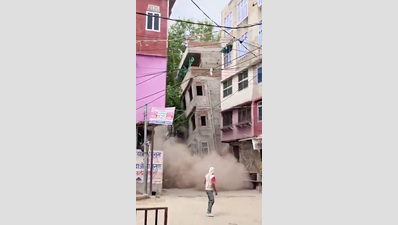 Tilted six-storey building demolished in Jaipur’s Ramganj, family loses home