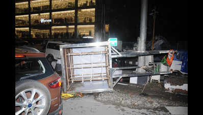 Trees collapse, traffic jam after evening rain in Doon