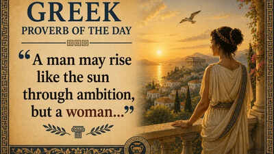 Greek proverb of the day: &ldquo;A man may rise like the sun through ambition, but a woman...&rdquo;