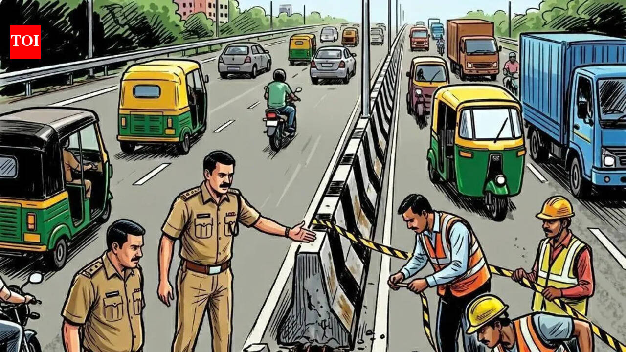 Cutting corners: Divider damage spark police action | Rajkot News - The ...
