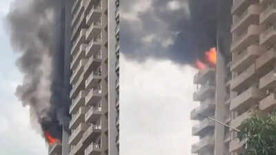 Noida high-rise fire: Massive blaze erupts in flat at IVY County Society, panic among residents