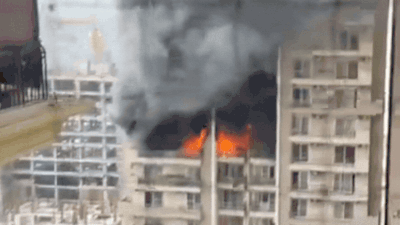 Watch: Massive blaze erupts in flat at Noida's IVY County Society, panic among residents