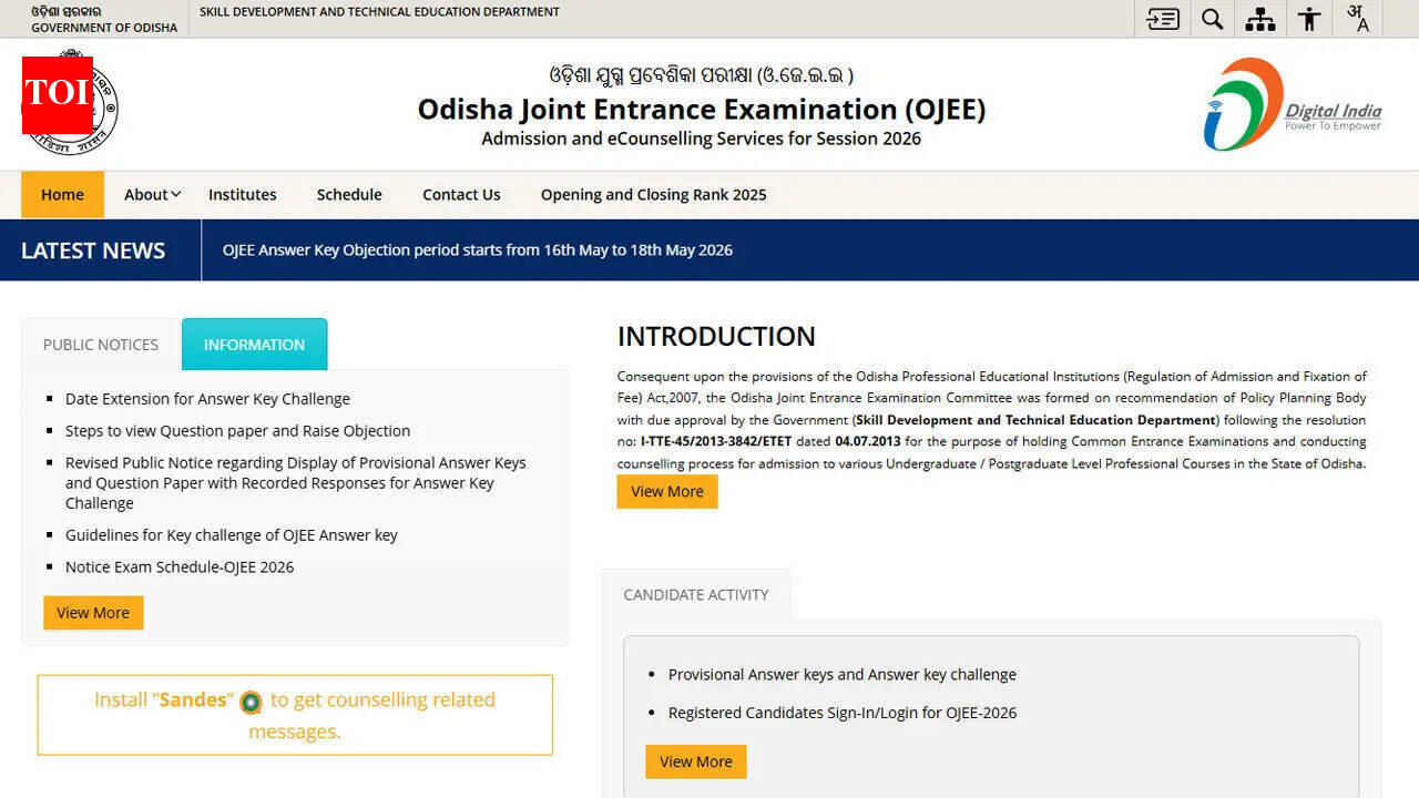 OJEE Result 2026 expected date and time; scorecard link to be activated on ojee.nic.in