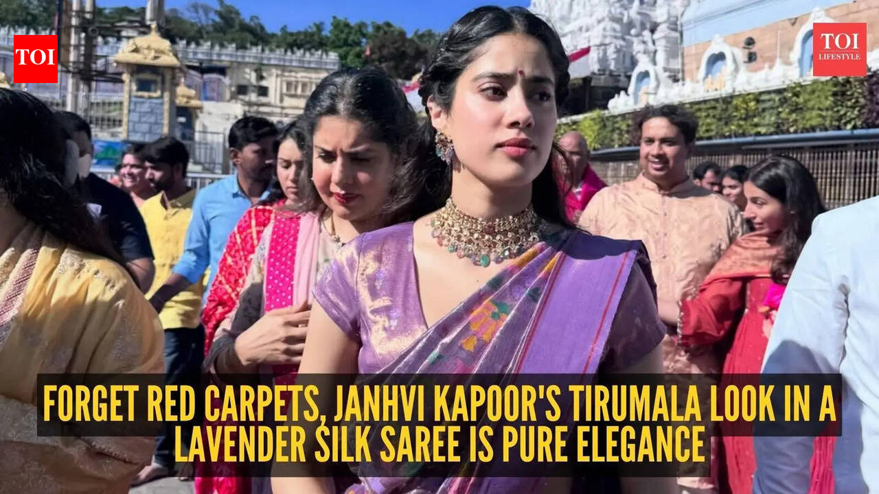 Janhvi Kapoor channels old-world grace in a lavender silk saree during Tirumala visit