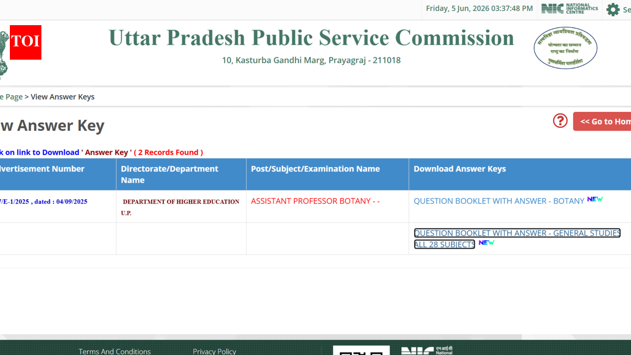 यूपीपीएससी सहायक प्रोफेसर उत्तर कुंजी, प्रश्न पत्र 2026 uppsc.up.nic.in पर जारी: डाउनलोड करने के लिए सीधा लिंक, आपत्ति विवरण यहां