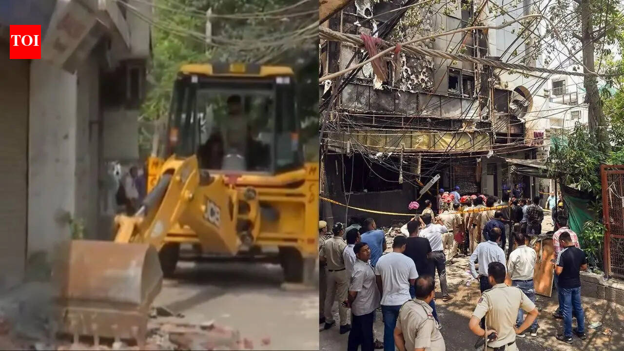 Bulldozer action in Malviya Nagar after Delhi hotel tragedy