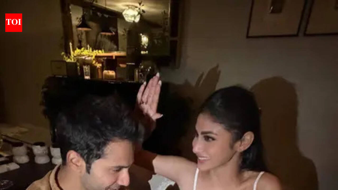Varun Dhawan seeks blessings from on-screen ‘Maa’ Mouni Roy on ‘Hai Jawaani Toh Ishq Hona Hai’ sets