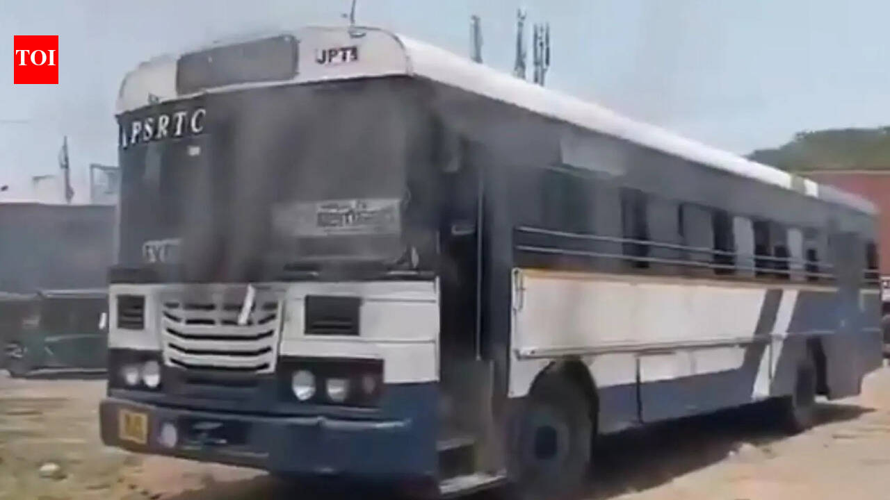 Close shave for passengers as RTC bus engine catches fire in NTR district