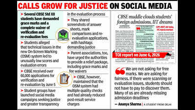 CBSE students demand grace marks, fee waiver over evaluation errors